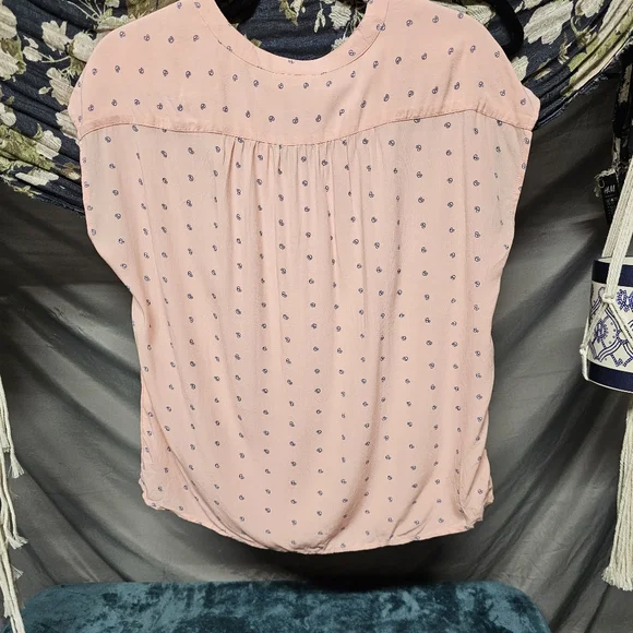 🆕 Style & Co Pastel Pink Button Down Blouse with Cap Sleeves size PS - Picture 3 of 5